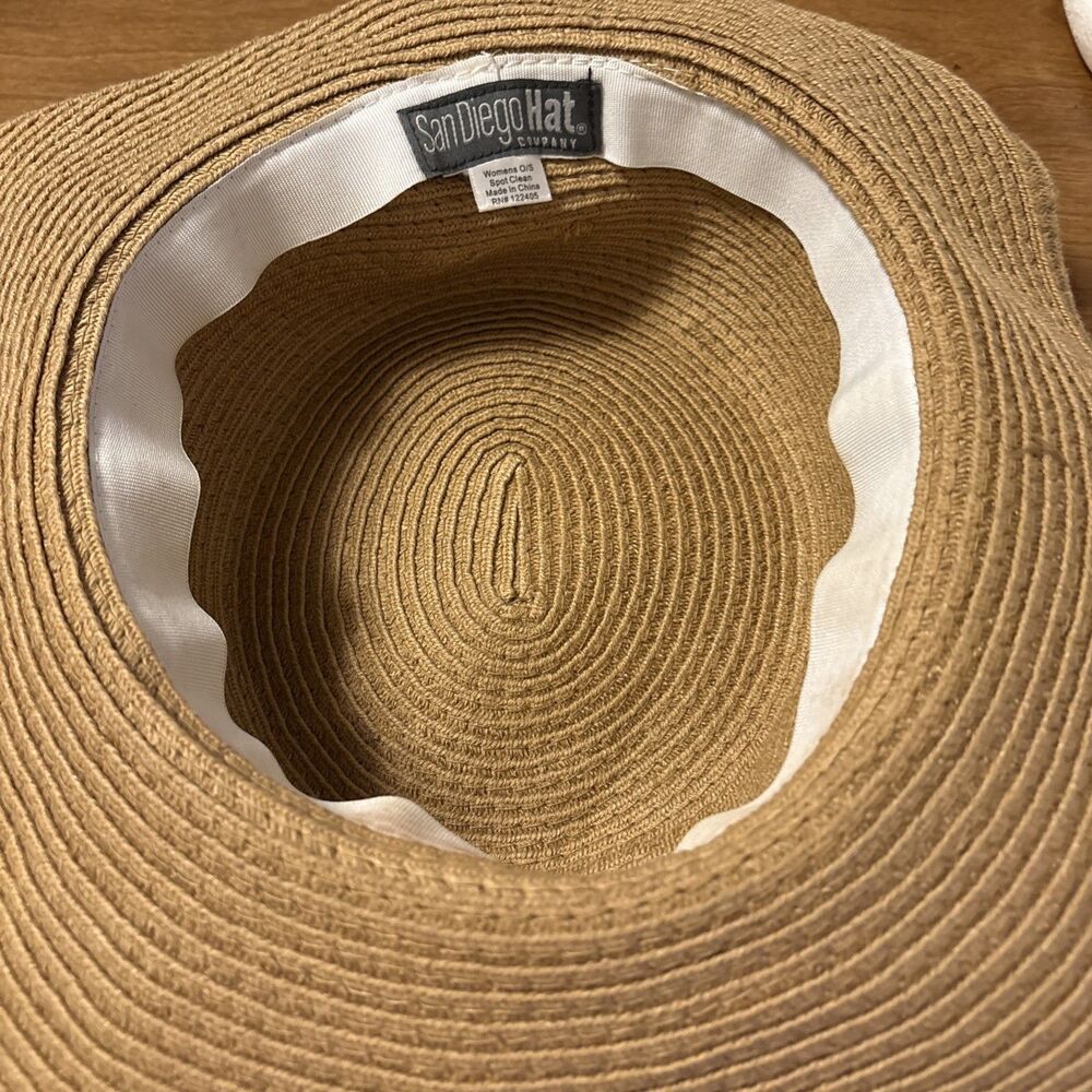 Women’s O/S Sun Beach Hat White Bow by San Diego Hat Company - Picture 6 of 8